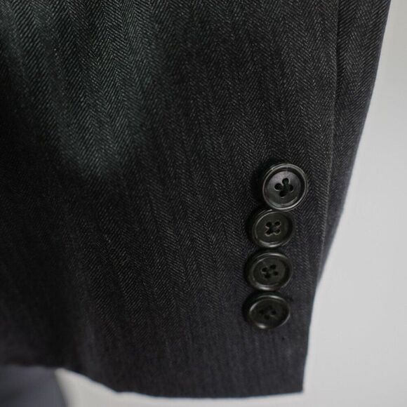 Jos A Bank Wool Blazer 44L Gray Herringbone 2 Button Tagged 46L - Picture 3 of 12